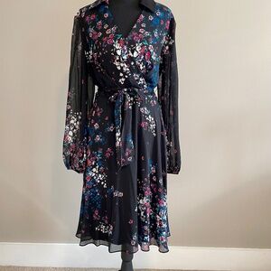 DKNY Floral-Print Wrap-Style Dress - Size 8